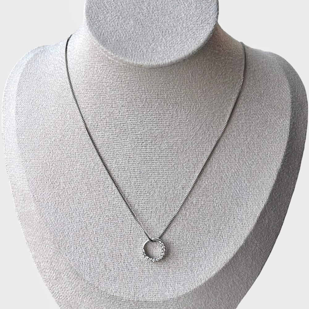 Classy Sterling Silver Round Crystal Necklace